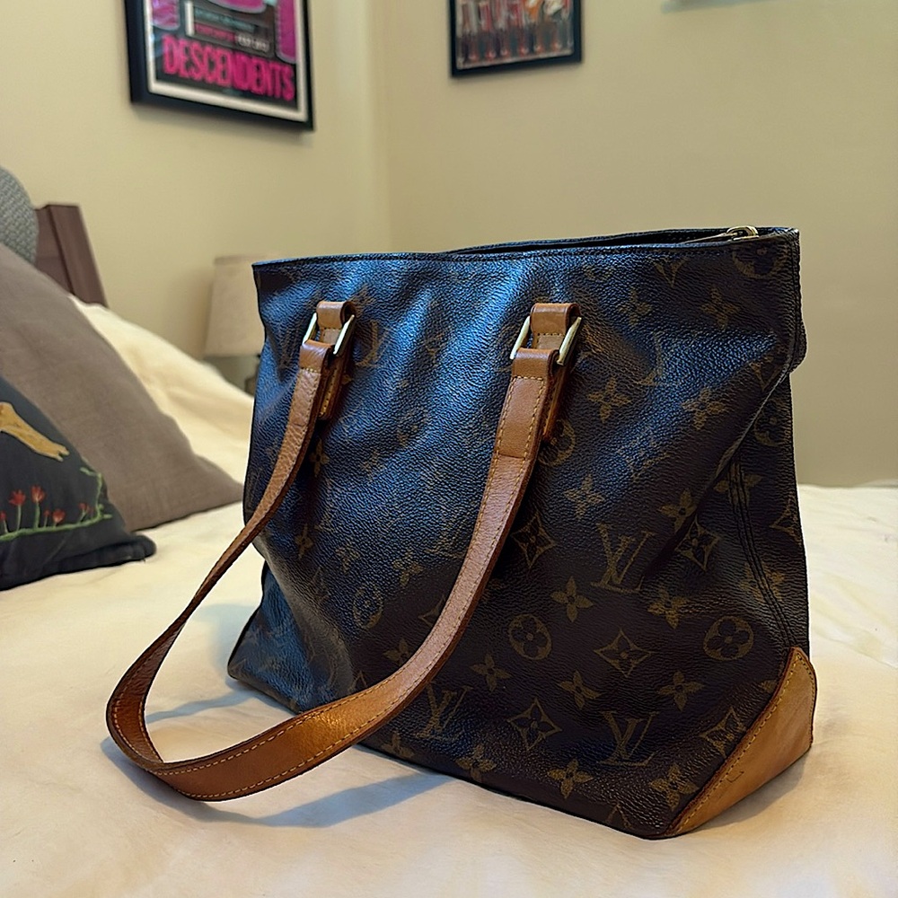 VTG Louis Vuitton Cabas Piano Monogram Hand Tote Bag Coated Canvas, Vachetta